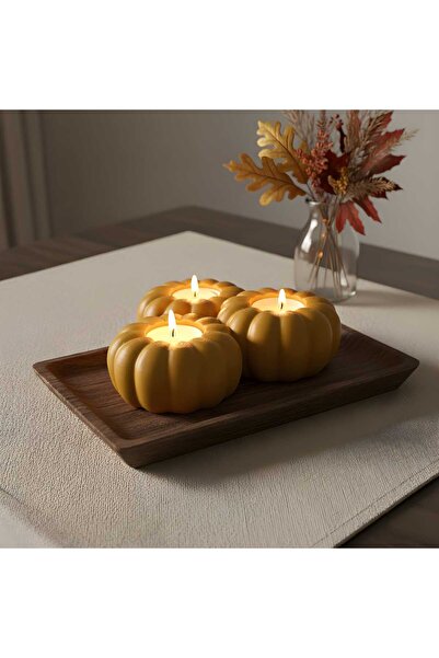 DesıgnSnowFashion Dekoratif Kabak Formlu Mum Seti | El Yapımı Şık Tasarım Mum...