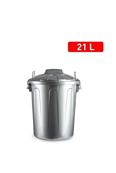 The Bros Plastic Forte Drum Dustbin, 21L, Silver