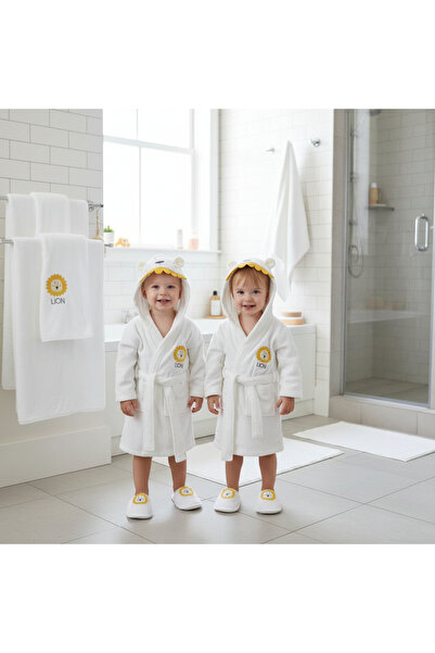 MİLAYS LİFE HOME COLLECTİON طقم روب استحمام للأطفال من القطن العضوي 100% بتصم...