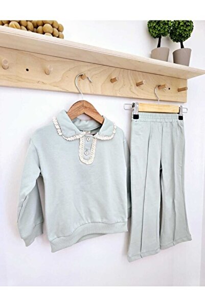 ALYA BUTİK بدلة أطفال بنات من أليا بوتيكس بياقة خضراء وسروال إسباني مزدوج