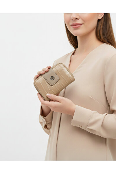 DMR PLACE Women's Crocodile Patterned Small Card Holder Stylish Wallet