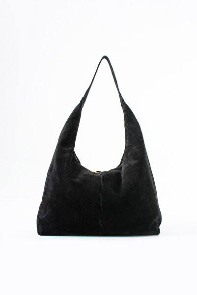 Sira Official Suede Black Suede Genuine Leather Shoulder Bag