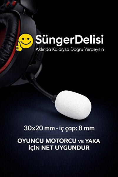 STANDART 1 ADET Oyuncu & Motorcu Mikrofon Süngeri – Beyaz | Gürültü Azaltıcı ...