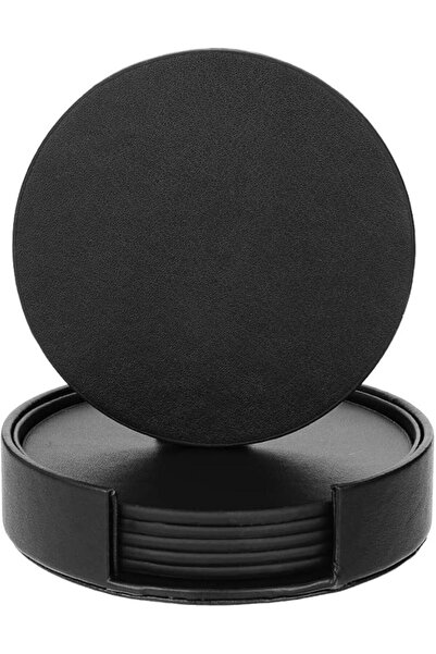 The Bros 6 Packs PU Leather Coasters Set with Holder