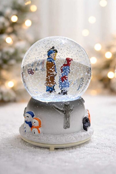 AC Sevgiliye Özel Işıklı ve Müzikli Aşıklar Kar Küresi-Led Romantik Hediye-Dekoratif Biblo