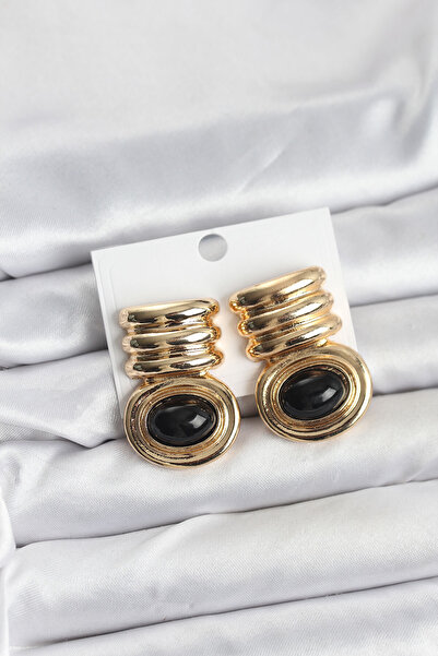 Skygo Brass Gold Black Color Vintage Women's Earrings - Tj-Bkp11363