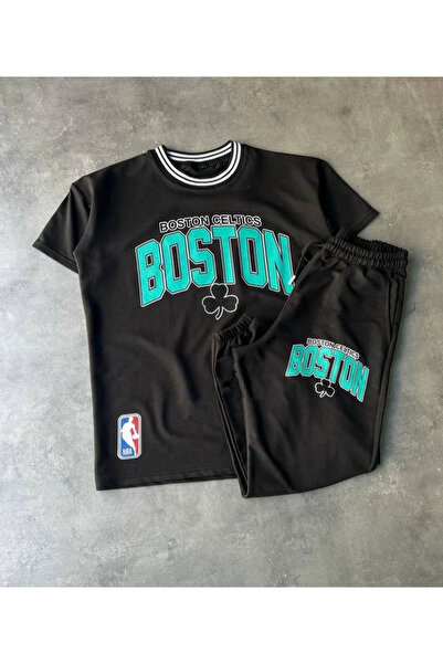 BÜŞRA TEZEL MODA Men's Digital Printed Bottom-Top Tracksuit Set - Black