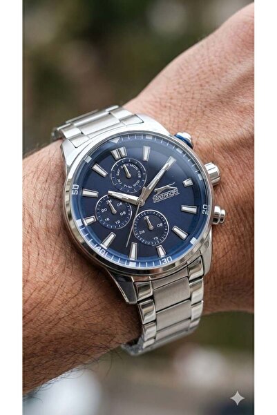 Slazenger Erkek Multifonksiyon Kol Saati | 46 mm Gümüş Renk Çelik Kasa, 5ATM ...