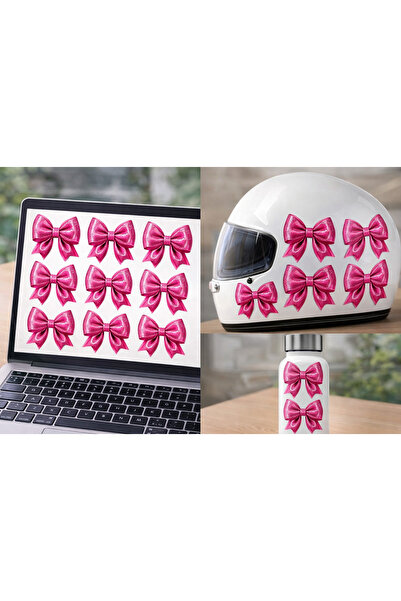 Limitless Design مجموعة ملصقات فيونكة لامعة باللون الوردي - ملصق فيونكة لامعة...