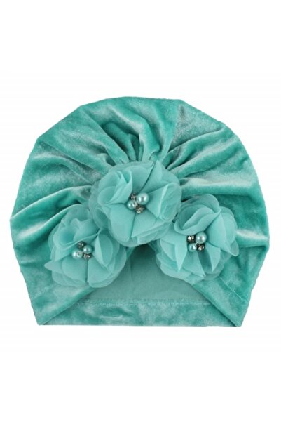 Superbaby Velvet turban-type vernil hat with applied flowers