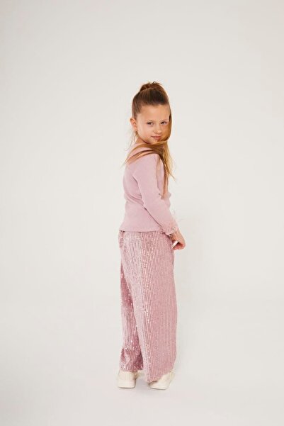 Pinkitokids Costum cu paiete cu pantaloni - roz