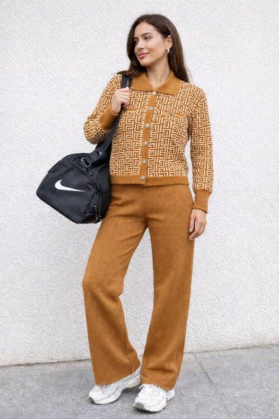 semela Patterned Crop Knitwear Set