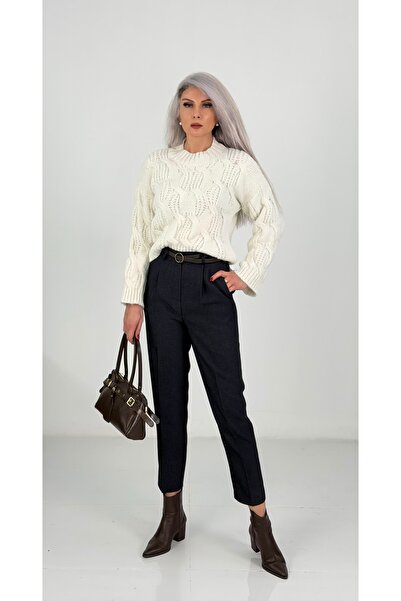 Elvan Güven Yüksek Bel Havuç Kesim Kadın Kumaş Pantolon