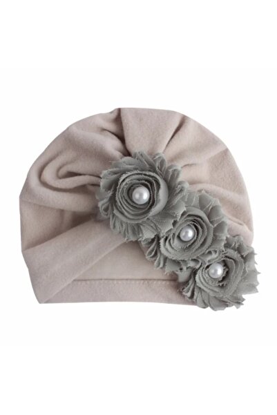 Superbaby Gray turban hat with pearls and flowers
