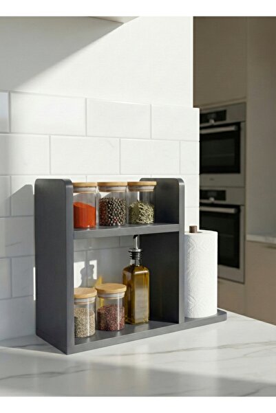 UMN DECOR Modern Ahşap Mutfak Düzenleyici Raf - Kağıt Havluluklu Tezgah Üstü ...