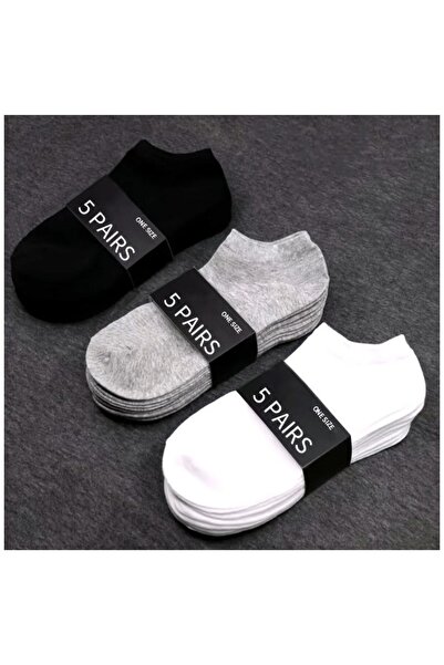 MAB 12'li Unisex Pamuklu Patik Corap Set Siyah Gri Beyaz Günlük Spor Cool Com...