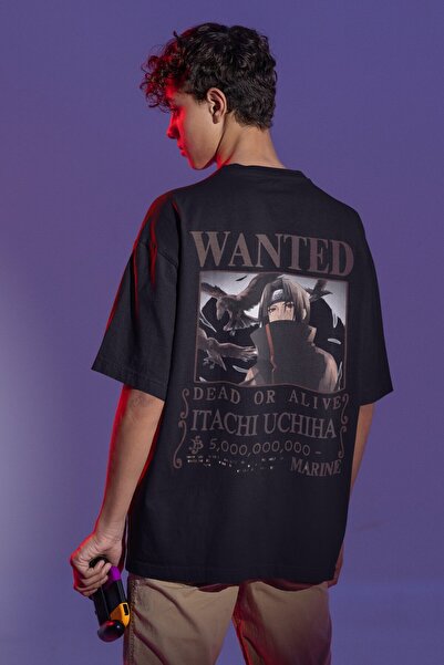 SEVBANO Tricou anime oversize unisex cu imprimeu pe spate Itachi Uchiha Naruto