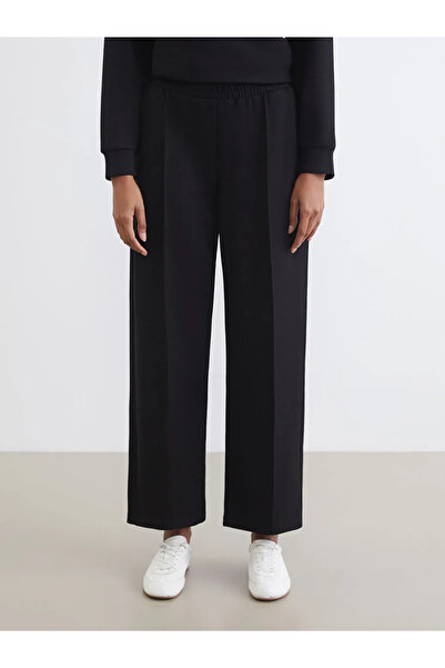 LC Waikiki Black Soft Touch Women's Sweatpants with Elastic Waistband