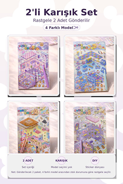matheon Miniature DIY Oda ve Mekan Sticker Seti 4 Model Karışık 2’li Seçkisiz...
