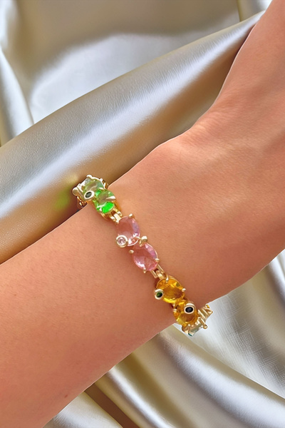 bacc 316L Gem Steel Crystal Stone Pattern Colorful Bracelet Bcyj-251017