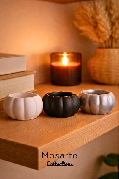 Mosarte Minimal Pumpkin Design Decorative Object / Vase Set of 3 - White / Bl...