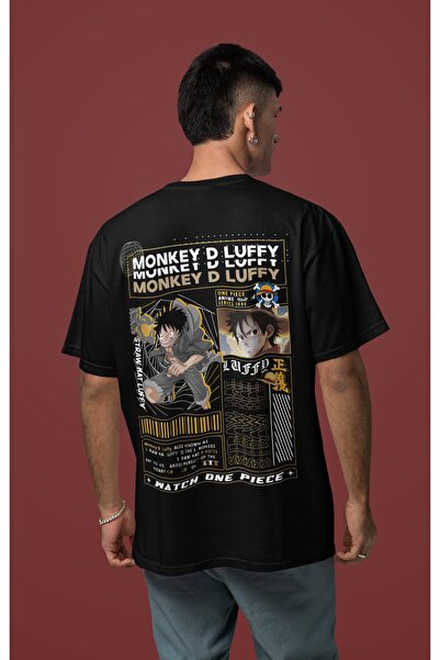 SEVBANO Μπλουζάκι άνιμε με στάμπα στην πλάτη Monkey D. Luffy, unisex, oversiz...