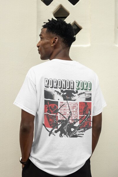 SEVBANO تي شيرت One Piece Roronoa Zoro Back مطبوع للجنسين قصة فضفاضة تي شيرت ...