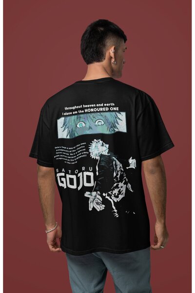SEVBANO Tricou anime unisex supradimensionat cu imprimeu pe spate Gojo Satoru...