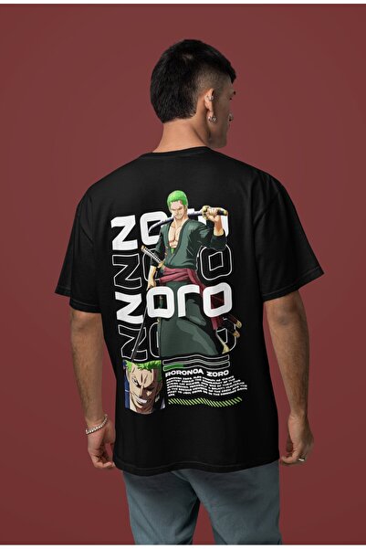 SEVBANO تي شيرت رورونوا زورو ون بيس مطبوع للجنسين قصة فضفاضة بشخصية أنمي