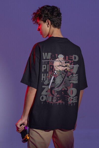 SEVBANO Tricou unisex oversize cu imprimeu pe spate Roronoa Zoro, inspirat di...