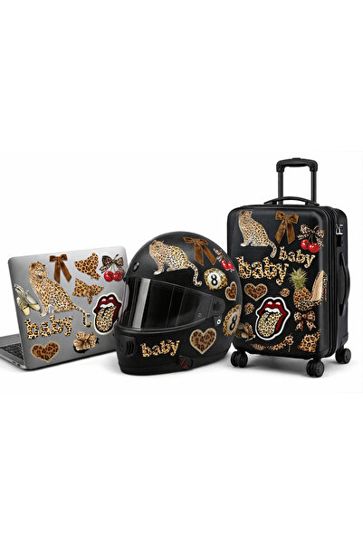 Limitless Design Leopar Desenli Sticker Seti – Baby Yazılı Dekoratif Çıkartma...