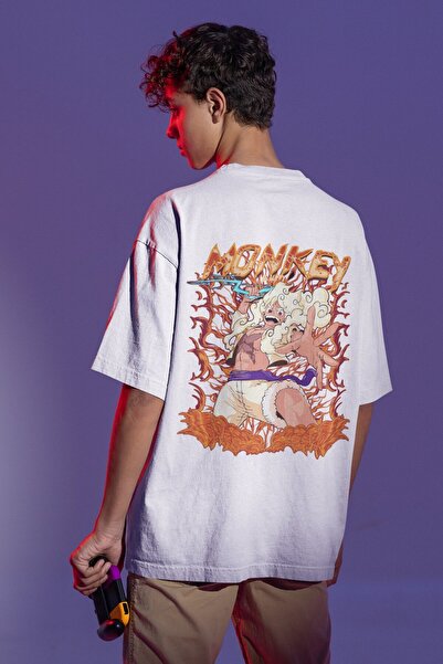 SEVBANO Μπλουζάκι άνιμε με στάμπα στην πλάτη Monkey D. Luffy, unisex, oversiz...