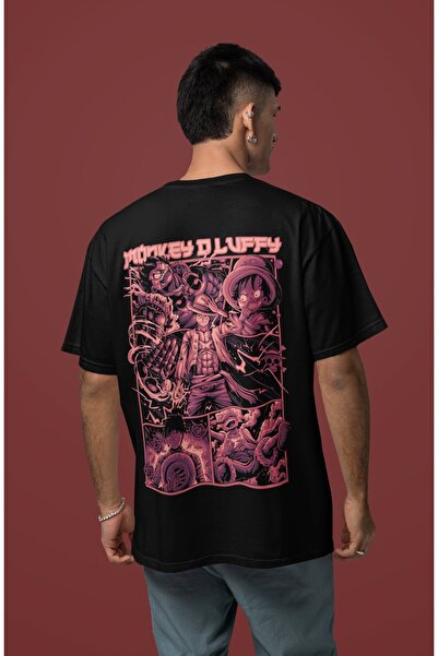 SEVBANO Μπλουζάκι άνιμε με στάμπα στην πλάτη Monkey D. Luffy, unisex, oversiz...