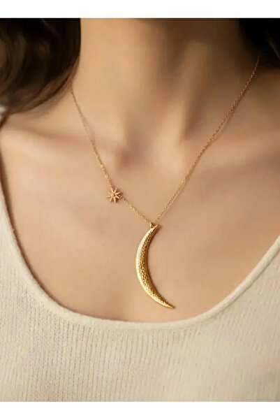 Dorvina 316L Tarnish Free Steel Necklace Moon and Star Gold Color Women Antiallergic Necklace