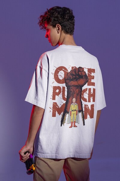 SEVBANO One Punch Man Back Printed Unisex Oversized Anime T-Shirt