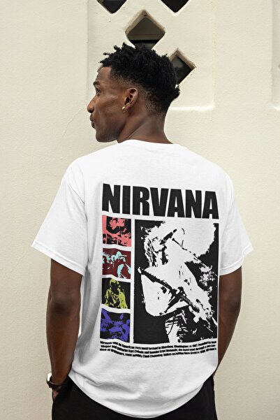 SEVBANO تي شيرت نيرفانا راك مطبوع للجنسين قصة فضفاضة تي شيرت فرقة موسيقية أسط...