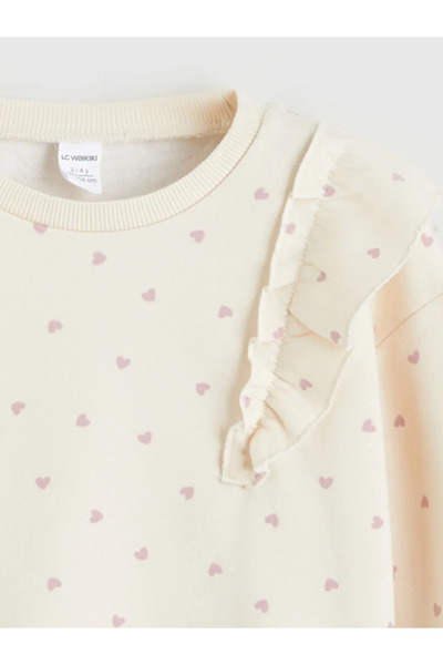 LC Waikiki Liliac guler rotund cu imprimeu Hanorac pentru fete tricou 2buc