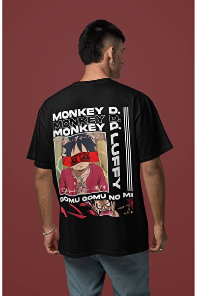 SEVBANO Μπλουζάκι άνιμε με στάμπα στην πλάτη Monkey D. Luffy, unisex, oversiz...