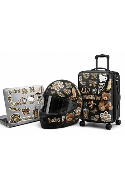 Limitless Design Leopar Desenli Sticker Seti – Baby & Mama Yazılı Dekoratif Ç...