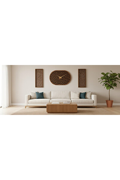 AS TASARIM LAZER VENÜS MODERN DUVAR SAATİ DEKORASYON 45x60 cm ve 2 li tablo