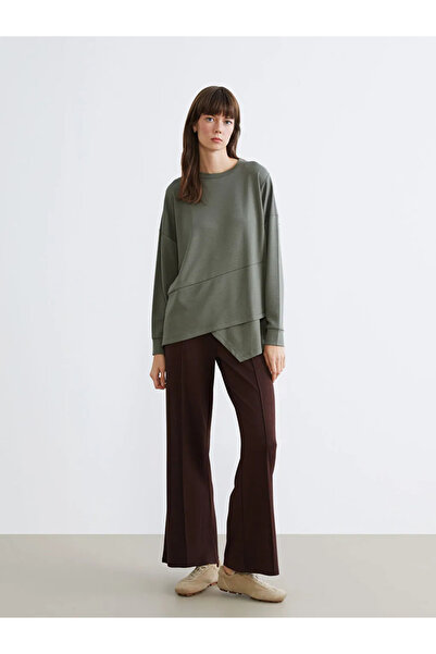 LC Waikiki Brown Wide Leg Women's Sweatpants with Elastic Waist