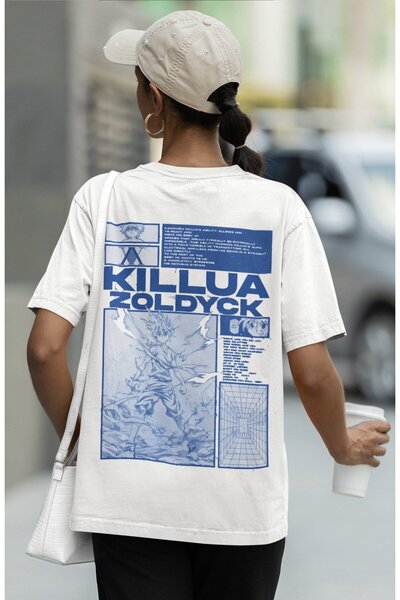 SEVBANO Μπλουζάκι άνιμε με στάμπα στην πλάτη Killua Zoldyck, unisex, oversized