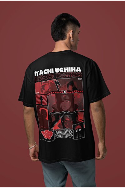 SEVBANO Tricou anime oversize unisex cu imprimeu pe spate Itachi Uchiha Naruto