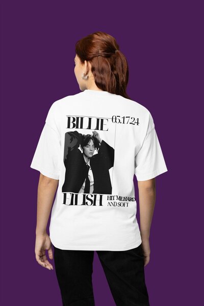 SEVBANO تي شيرت بيلي إيليش راك مطبوع للجنسين قصة فضفاضة للمغنيين