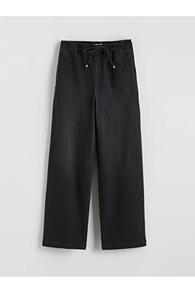 LC Waikiki Black Elastic Waist Wideleg Women's Jeans