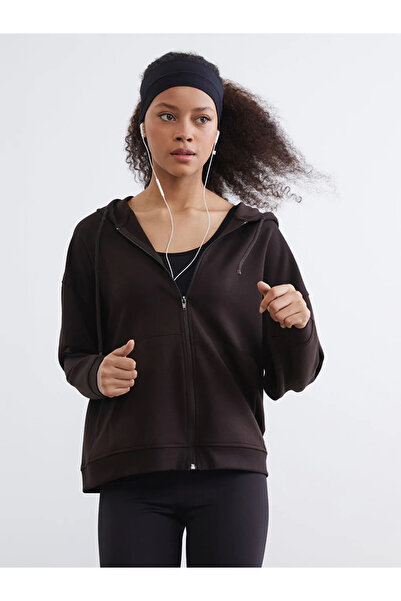 LC Waikiki Brown Hooded Soft Touch Women's Zippered Sweatshirt