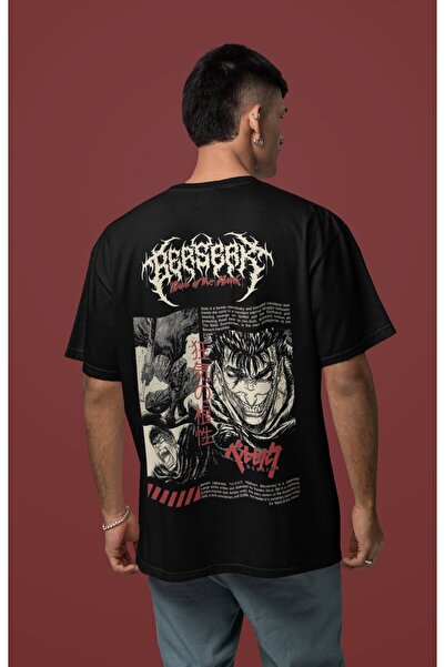 SEVBANO Σχεδιασμός Vintage Berserk Guts Back με τύπωμα Unisex oversized T-shi...