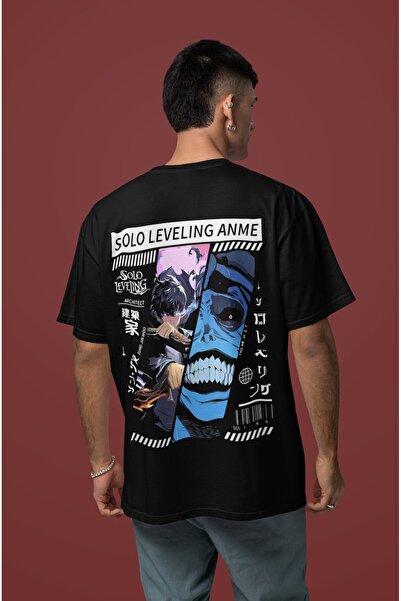 SEVBANO تي شيرت سولو ليفلينغ أنمي مطبوع للجنسين قصة فضفاضة تي شيرت أنيمي