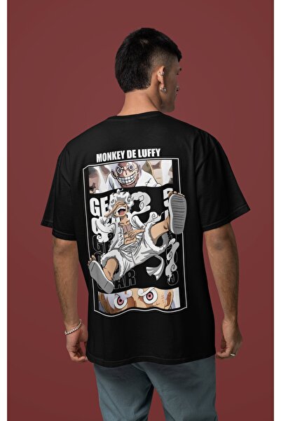 SEVBANO Μπλουζάκι Άνιμε One Piece με στάμπα στην πλάτη, Unisex, Oversize, Mon...