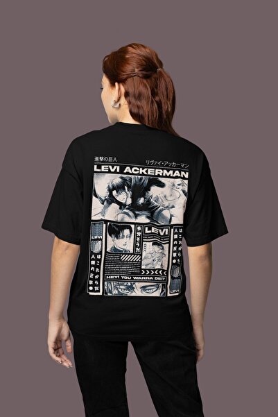 SEVBANO Tricou vintage unisex oversize cu imprimeu pe spate Levi Ackerman Att...